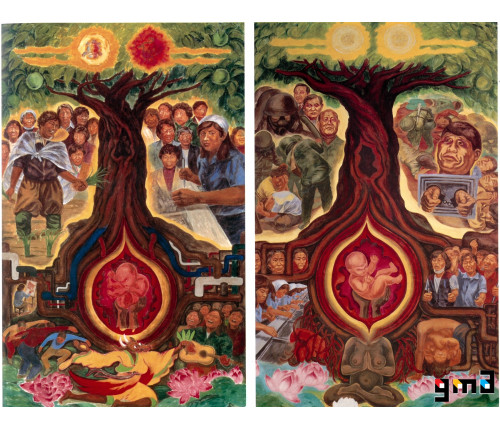 Kim Insoon, We Women are the Ones Producing Life 1 & 2, 1955, Acrylic on canvas, 400x250cm. Gwangju Museum of Art.