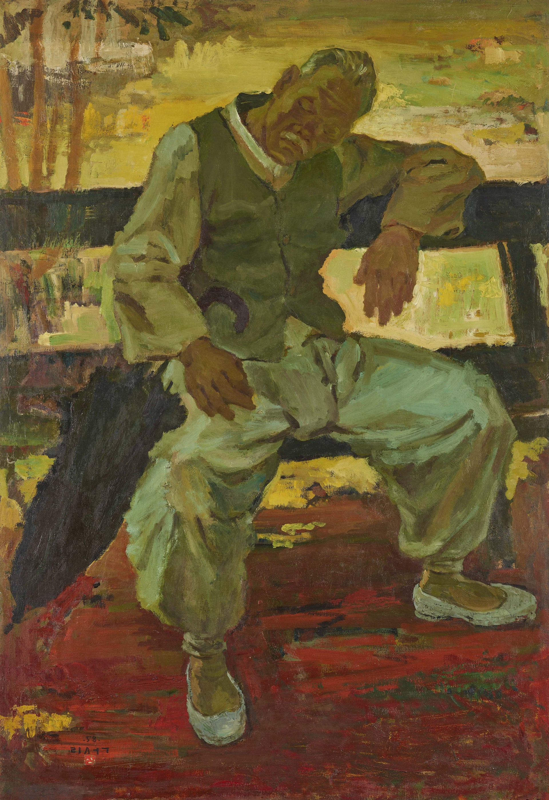 Chang Reesuok, <i>Old Man in the Shade</i>, 1958, Oil on canvas, 158 × 110 cm. MMCA collection.