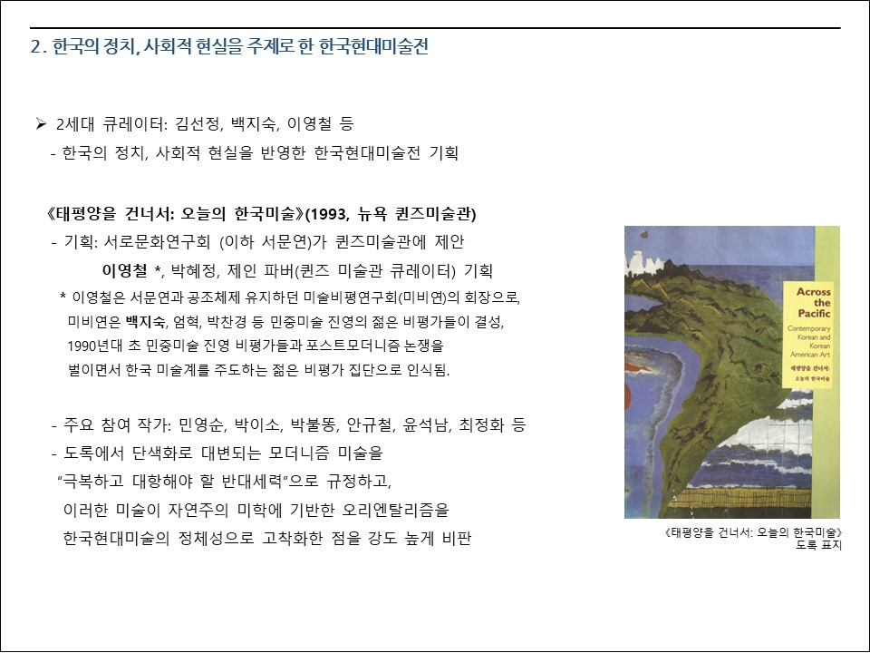 Presentation slide: Overseas Korean Contemporary Art Exhibitions and Their Curators – second slide