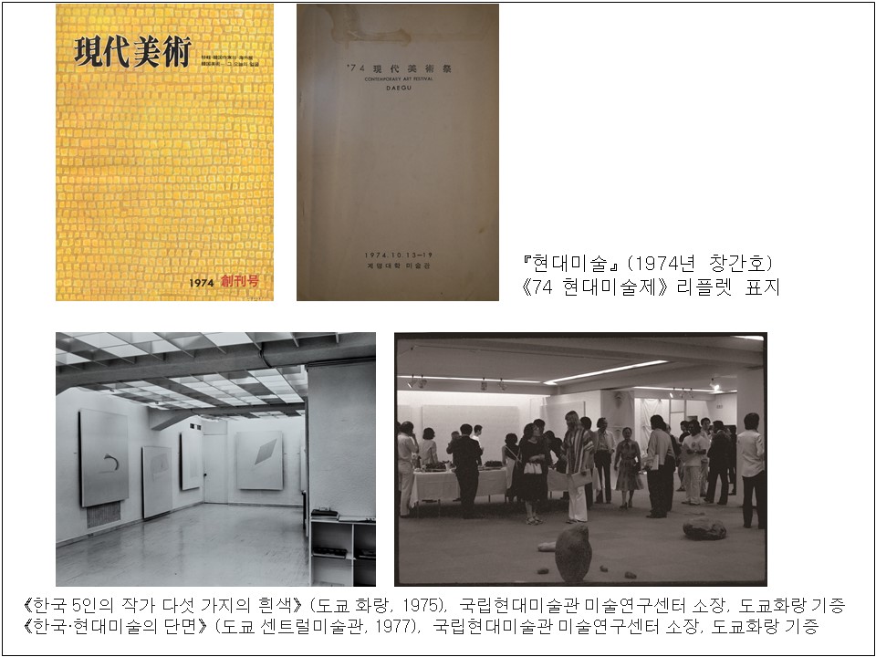 Slide from Shin Chunghoon’s presentation featuring ‘74 Contemporary Art Festival, Korea: Five Artists, Five Hinsek-White’ from Korea: Facet of Contemporary Art